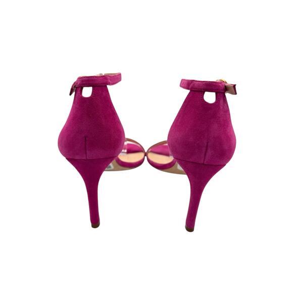 Stuart Weitzman Nudist Raspberry Pink Suede Leather Ankle Strap Open Sandals - Picture 5 of 11
